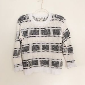 Lou & grey knit plaid crew sweater blk white cream